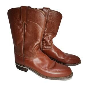 Vintage Justin Brown Roper Cowboy Boots #3802 Men's Size 7½ A (10½") EUC